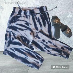 Young Fabulous and Broke Blue Safari zebra print joggers 2 side 1 rear pockets M